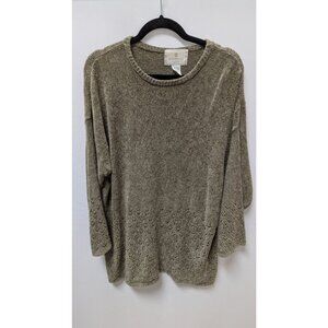 Express Tricot Vintage Dark Green Cutout Hem Sweater
